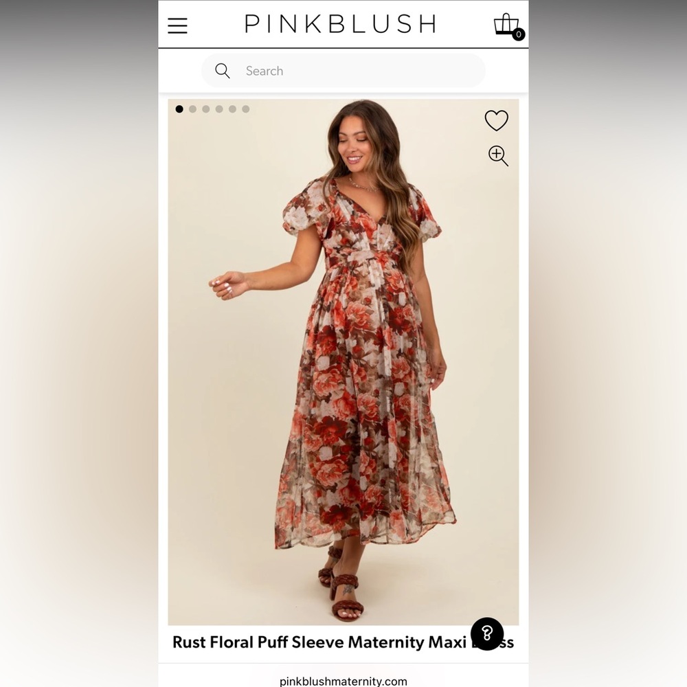 Pinkblush Rust Floral Puff Sleeve Maxi Dress